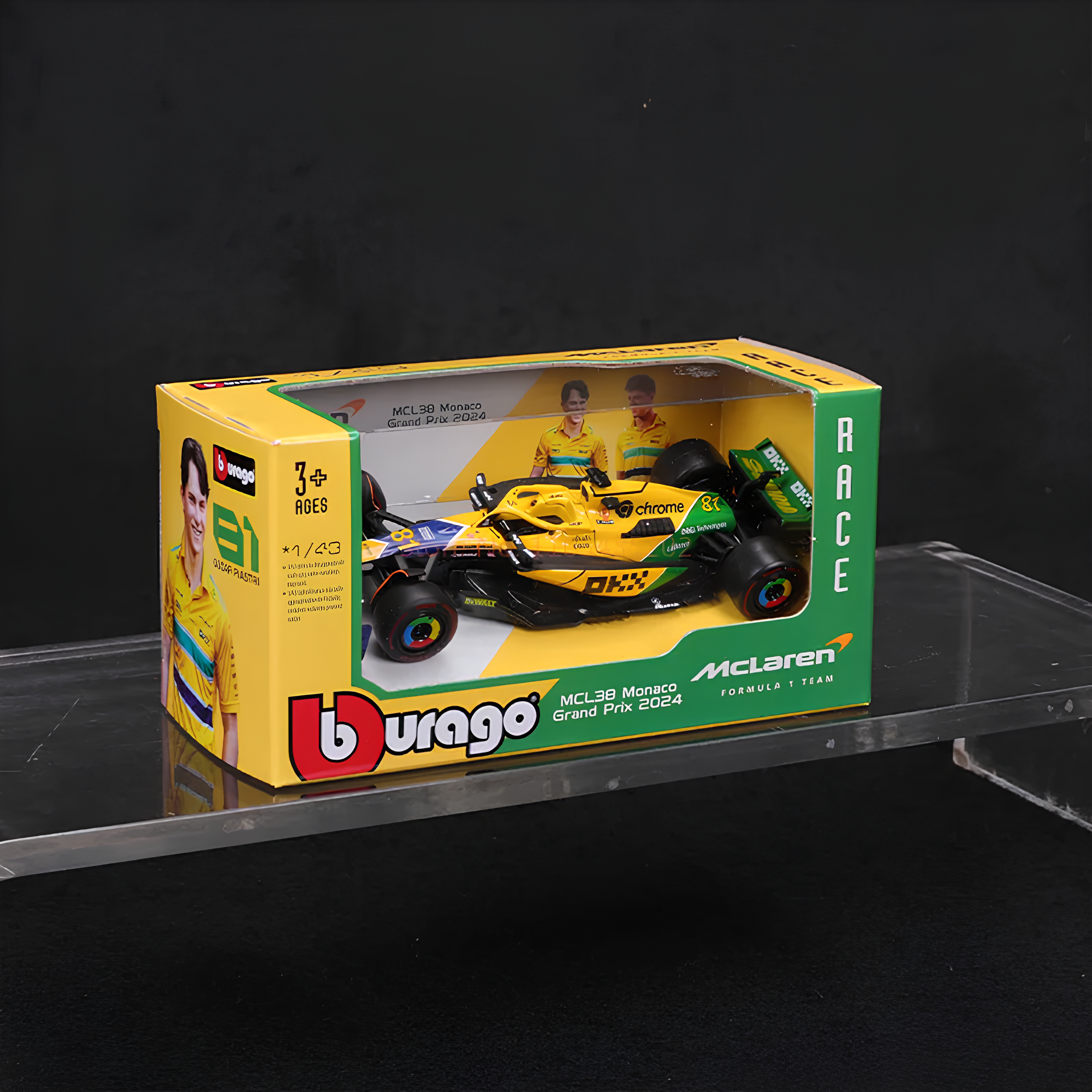 F1 Miniatura McLaren MCL38 Senna GP de Mônaco 2024 - 1:43