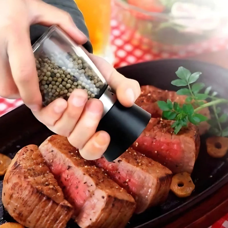 Kit com 2 Moedores de Temperos – Sal, Pimenta e Especiarias em Vidro e Inox