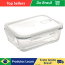 Marmita de Vidro Retangular com Tampa Hermética – Resistente ao Calor