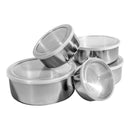 Conjunto 5 Tigelas de Aço Inox com Tampa Redonda