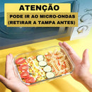 Marmita de Vidro Retangular com Tampa Hermética – Resistente ao Calor