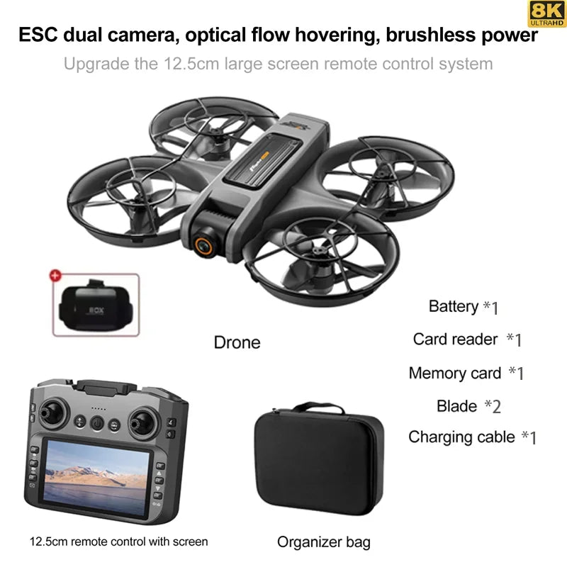 Drone S156 - Câmera Dupla 8K e Controle com Tela de 4,5