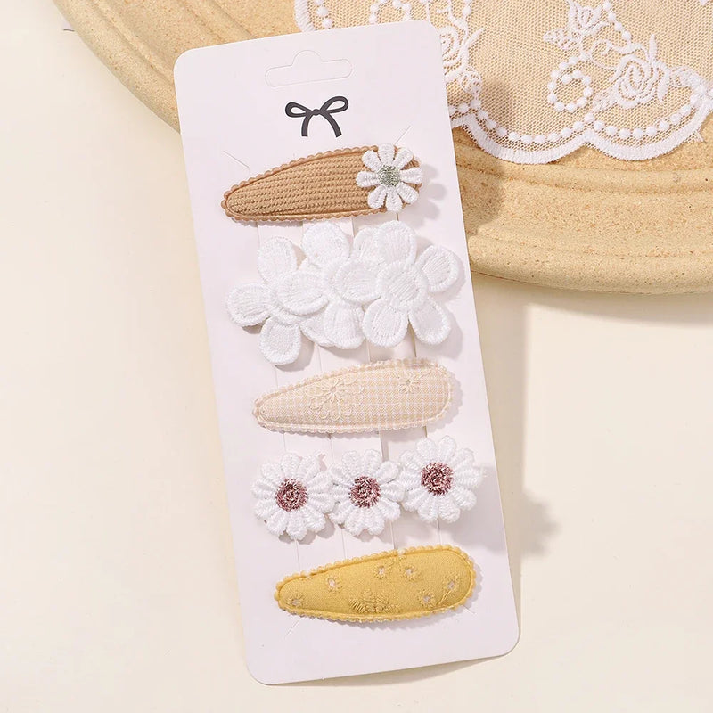 Kit com 5 Presilhas Infantis – Acessórios de Cabelo Florais para Meninas