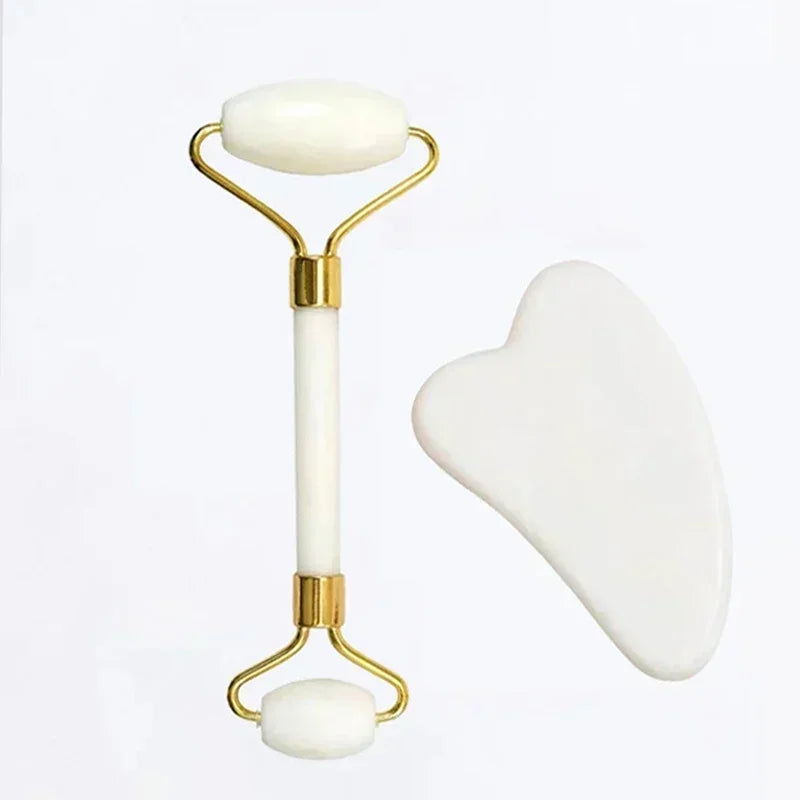 Massageador Facial de Jade Natural + Gua Sha