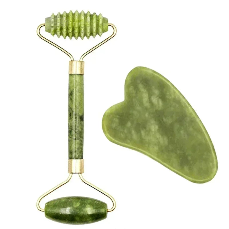 Massageador Facial de Jade Natural + Gua Sha