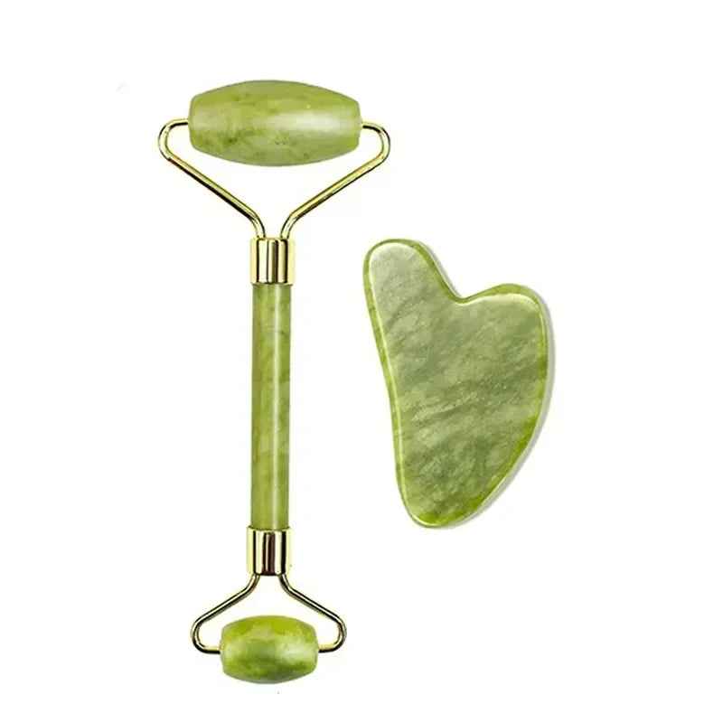 Massageador Facial de Jade Natural + Gua Sha