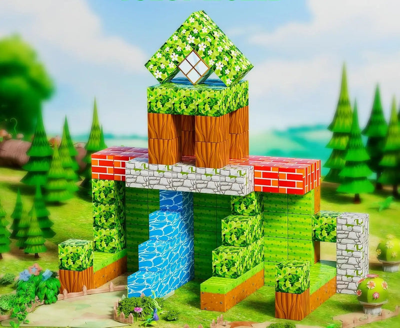 Kit 100 Peças Blocos Magnéticos Educativos – STEM Montessori para Crianças