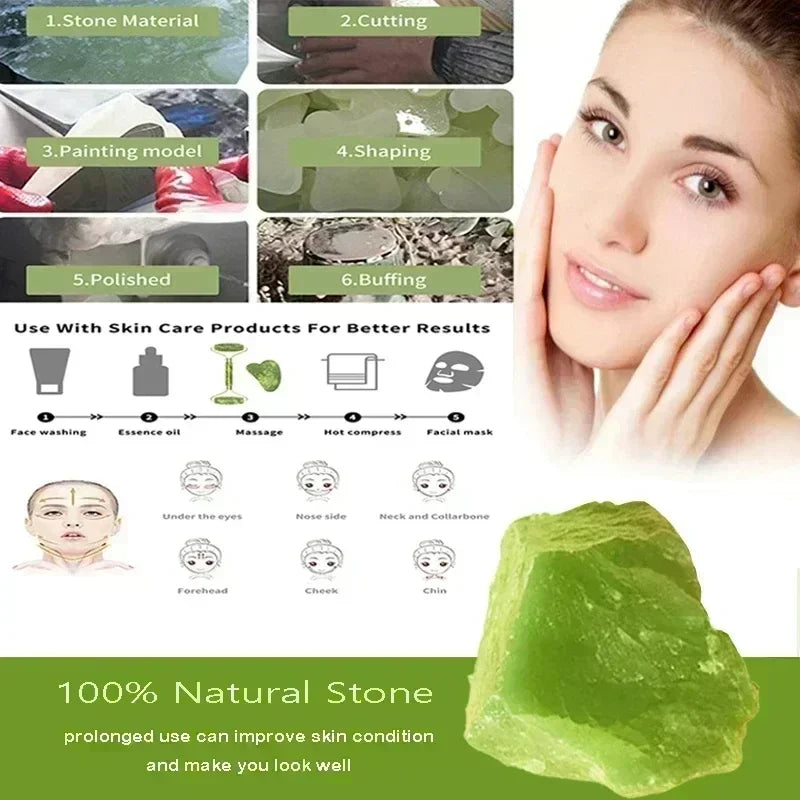 Massageador Facial de Jade Natural + Gua Sha