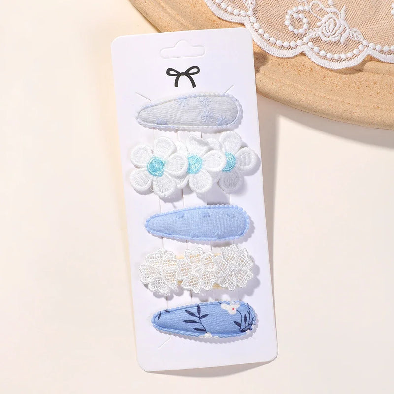 Kit com 5 Presilhas Infantis – Acessórios de Cabelo Florais para Meninas