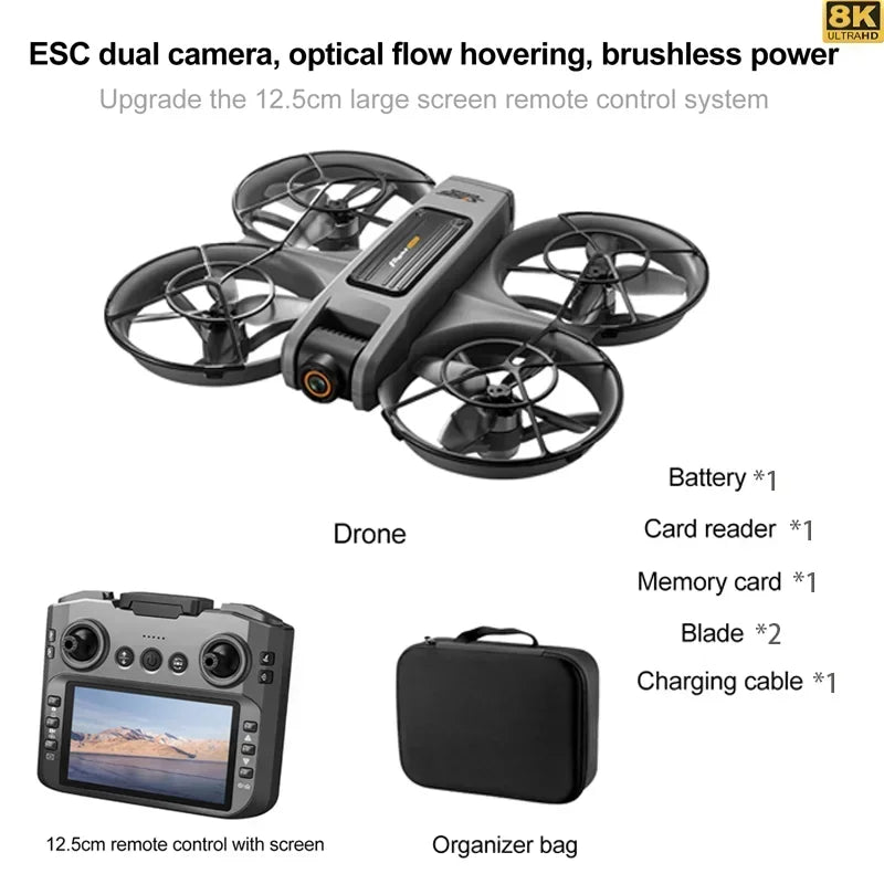 Drone S156 - Câmera Dupla 8K e Controle com Tela de 4,5
