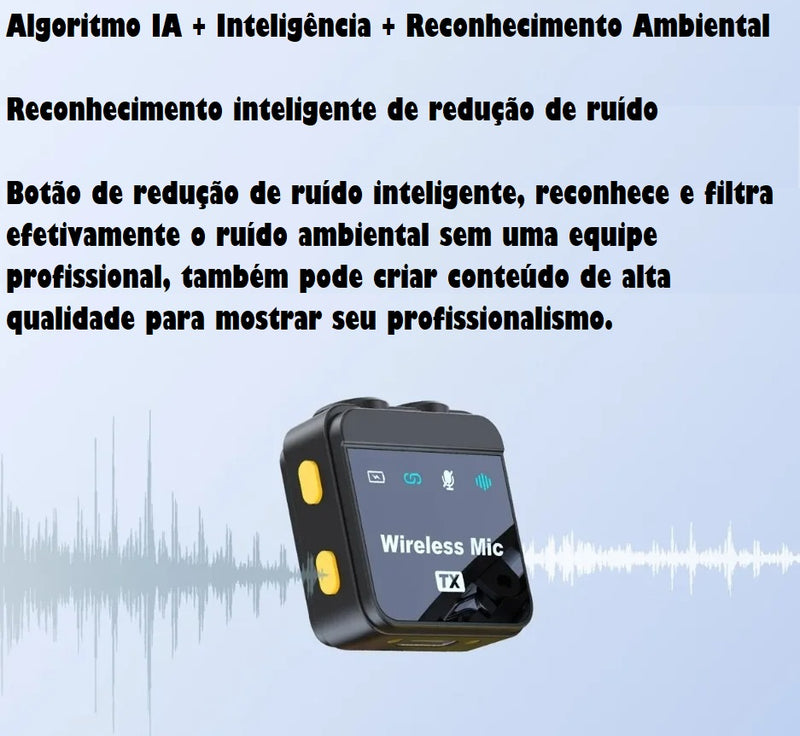 Microfone de lapela sem fio Rythflo para iPhone/Android com Lightning/USB C (2 TX+2 RX+estojo de carregamento)