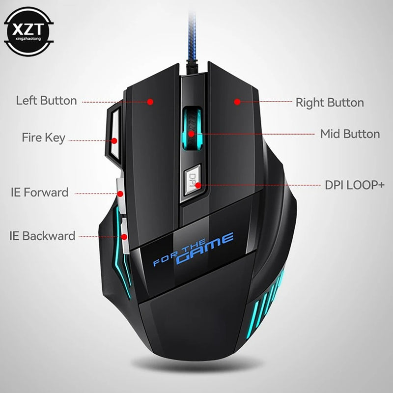 Mouse Gamer Profissional LED - 5500 DPI (7 botões)